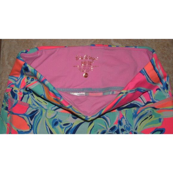 LILLY PULITZER Bright Colorful Sz XXS Stretchy Cropped Leggings Media Pocket - Picture 2 of 3